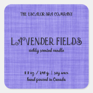 Bewerkbaar Paarse Linnen Candle Label