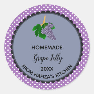 Bewerkbaar Paarse Polka Dot Grape Jelly Label
