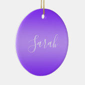 Bewerkbaar Paarse Violet Ombre & Wit Tekstscript Keramisch Ornament (Rechts)
