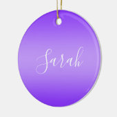 Bewerkbaar Paarse Violet Ombre & Wit Tekstscript Keramisch Ornament (Links)