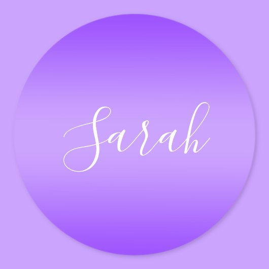 Bewerkbaar Paarse Violet Ombre & Wit Tekstscript Ronde Sticker