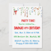 Bewerkbaar Party Pet en Confetti Party Kaart (Voorkant)