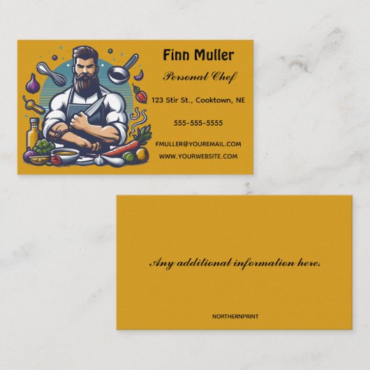 Bewerkbaar persoonlijk chef-kok en voedsel Visitek Visitekaartje (Voorkant / Achterkant)