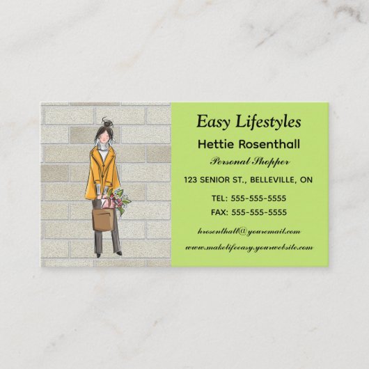 Bewerkbaar persoonlijk shopper Visitekaartje (Voorkant)