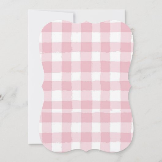 BEWERKBAAR Pink Bow Gingham Baby shower Kaart (Achterkant)