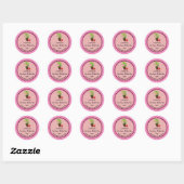 Bewerkbaar Pink Gingham Strawberry Rhubarb Jam Lab Ronde Sticker (Vel)