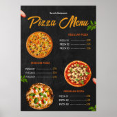 Bewerkbaar Pizza Menu Pizzaria Restaurant Menu Poster (Voorkant)