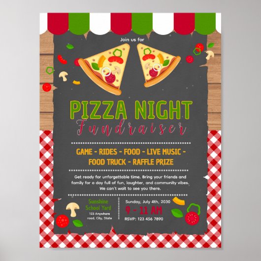 Bewerkbaar pizzafundraiser-flyer poster (Voorkant)