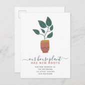 Bewerkbaar plant retro boho script verplaatsing aankondigingskaart (Voorkant / Achterkant)