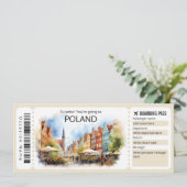 Bewerkbaar Polen Vliegticket, Polen Trip Kaart (Staand voorkant)