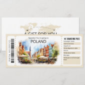 Bewerkbaar Polen Vliegticket, Polen Trip Kaart (Voorkant / Achterkant)