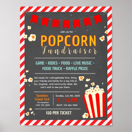 Bewerkbaar popcorn fondsenwervingsflyer poster (Voorkant)