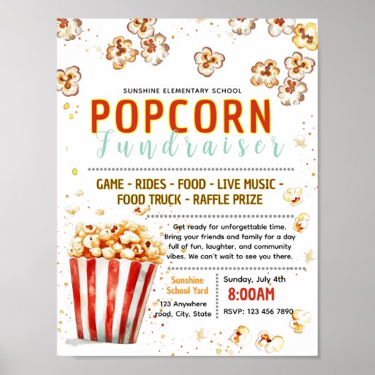 Bewerkbaar popcorn fondsenwervingsflyer poster (Voorkant)