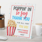 BEWERKBAAR Popcorn Teacher Appreciation Sign, Popp Reclamebord Met Voetstuk (Insitu)