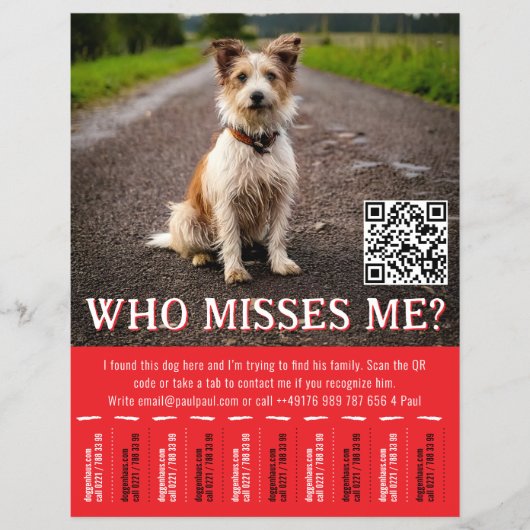 Bewerkbaar Poster Met QR-Code & Afscheur strookje  Flyer (Voorkant)