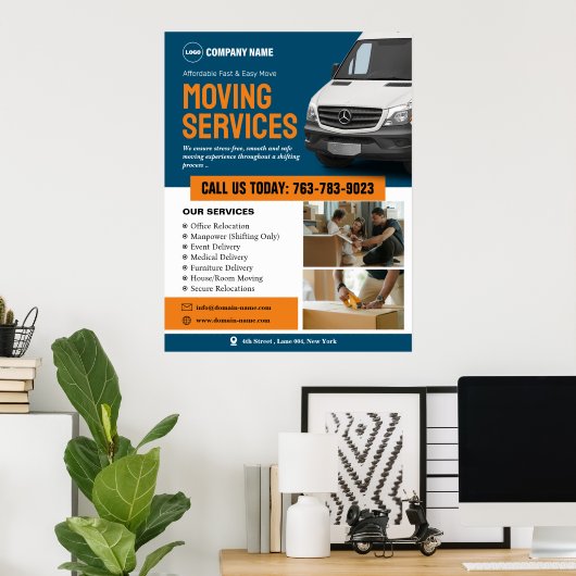 Bewerkbaar Poster Services verplaatsen (Thuiskantoor)