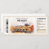 Bewerkbaar Praag Boarding Pass Vliegticket Kaart (Voorkant / Achterkant)