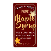 bewerkbaar PURE MAPLE STROOP kruik label met blade (Voorkant)