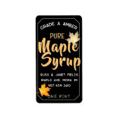 bewerkbaar PURE MAPLE STROOP kruik label met blade (Voorkant)