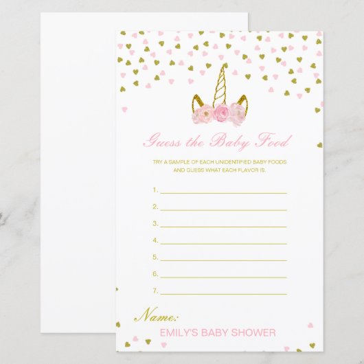 Bewerkbaar Raad de Babyvoeding Baby Shower Spel (Voorkant / Achterkant)