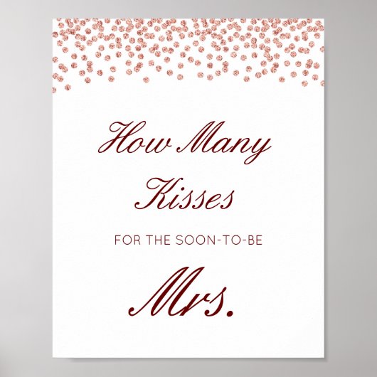 Bewerkbaar Raad Hoeveel Kusjes voor Binnenkort Mev Poster (Voorkant)