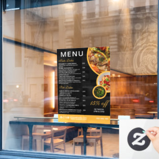 Bewerkbaar raammenuutje voor restaurants raamsticker