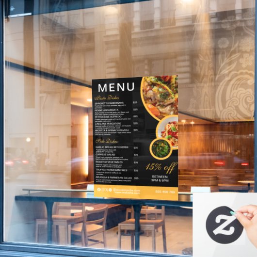 Bewerkbaar raammenuutje voor restaurants raamsticker (Cafe Raam)