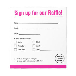 Bewerkbaar Raffle Sign Up Notitieblok