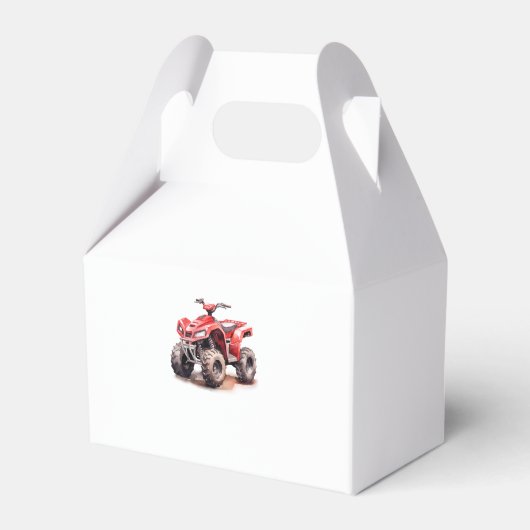 Bewerkbaar Red ATV Wheeler Bike Verjaardagsfeest Bedankdoosjes (Achterkant)
