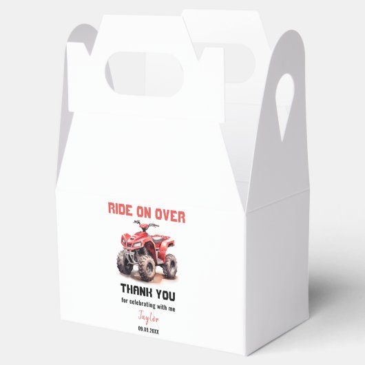 Bewerkbaar Red ATV Wheeler Bike Verjaardagsfeest Bedankdoosjes (Geopend)