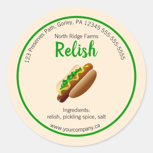 Bewerkbaar Relish-label Ronde Sticker (Voorkant)