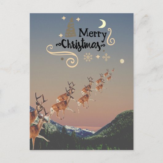 Bewerkbaar rendier over bergen Briefkaart (Voorkant)