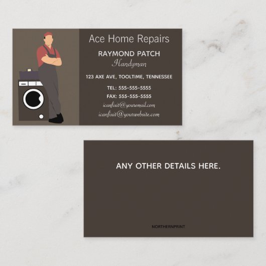 Bewerkbaar Repairman-Visitekaartje Visitekaartje (Voorkant / Achterkant)