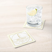 Bewerkbaar Retromodern Design Sjabloon Goud & Wit Kartonnen Onderzetters (Insitu)