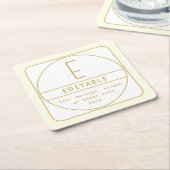 Bewerkbaar Retromodern Design Sjabloon Goud & Wit Kartonnen Onderzetters (Schuin)