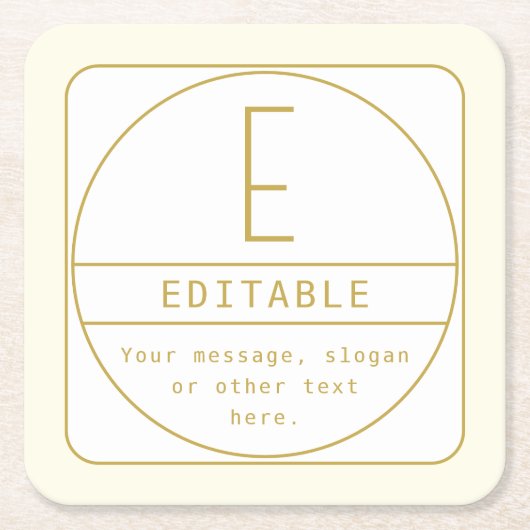 Bewerkbaar Retromodern Design Sjabloon Goud & Wit Kartonnen Onderzetters (Voorkant)