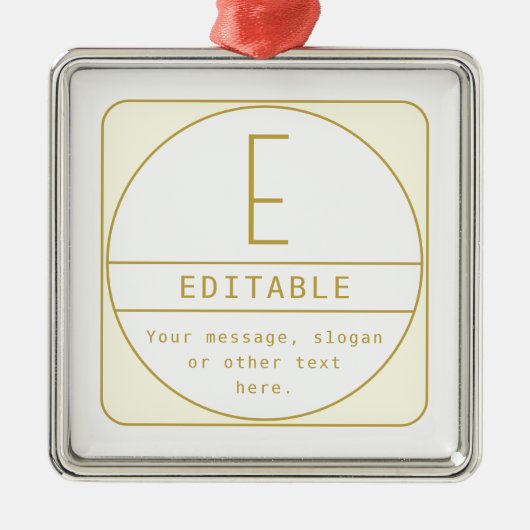 Bewerkbaar Retromodern Design Sjabloon Goud & Wit Metalen Ornament (Voorkant)