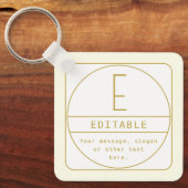 Bewerkbaar Retromodern Design Sjabloon Goud & Wit Sleutelhanger (Voorkant)