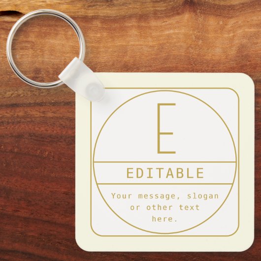 Bewerkbaar Retromodern Design Sjabloon Goud & Wit Sleutelhanger (Voorkant)