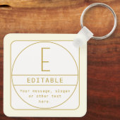 Bewerkbaar Retromodern Design Sjabloon Goud & Wit Sleutelhanger (Achterkant)