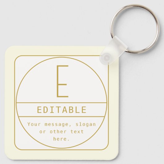 Bewerkbaar Retromodern Design Sjabloon Goud & Wit Sleutelhanger (Achterkant)