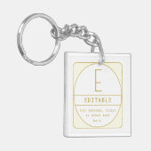 Bewerkbaar Retromodern Design Sjabloon Goud & Wit Sleutelhanger (Voorkant Links)