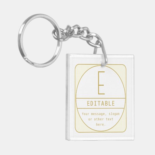 Bewerkbaar Retromodern Design Sjabloon Goud & Wit Sleutelhanger (Voorkant Links)