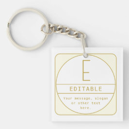 Bewerkbaar Retromodern Design Sjabloon Goud & Wit Sleutelhanger