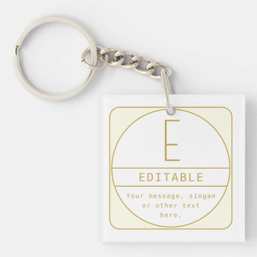 Bewerkbaar Retromodern Design Sjabloon Goud & Wit Sleutelhanger (Voorkant)