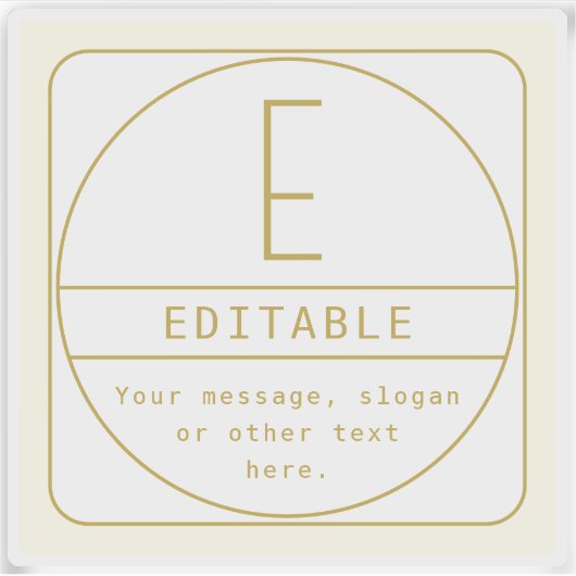 Bewerkbaar Retromodern Design Sjabloon Goud & Wit Sticker (Voorkant)