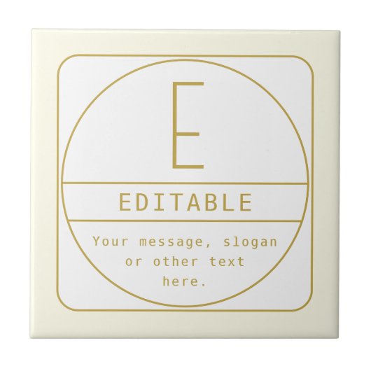 Bewerkbaar Retromodern Design Sjabloon Goud & Wit Tegeltje (Voorkant)