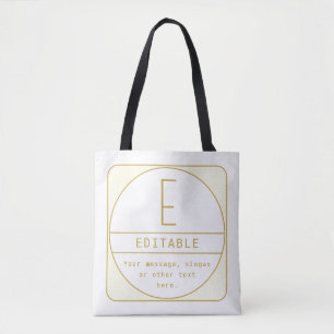 Bewerkbaar Retromodern Design Sjabloon Goud & Wit Tote Bag