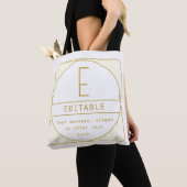 Bewerkbaar Retromodern Design Sjabloon Goud & Wit Tote Bag (Dichtbij)