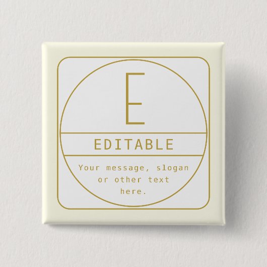 Bewerkbaar Retromodern Design Sjabloon Goud & Wit Vierkante Button 5,1 Cm (Voorkant)